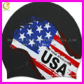 Rio Olympians swimming cap printing nation flag silicone high grade swim cap